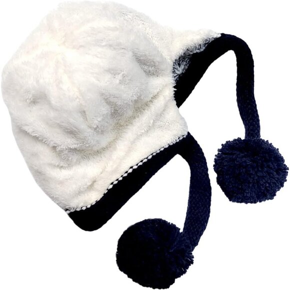 Women White Black Winter Peruvian Cover Ears Beanie Hat Ear Flaps Sherp Ski Snow main image 7